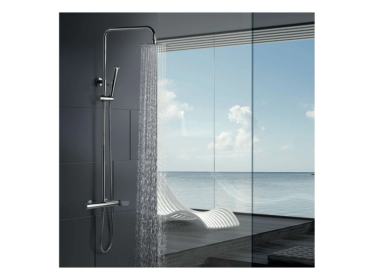 Colonne de Douche chromé anti-calcaire - Design Moderne et Économie d'eau - Kit Complet DINAMARCA IMEX