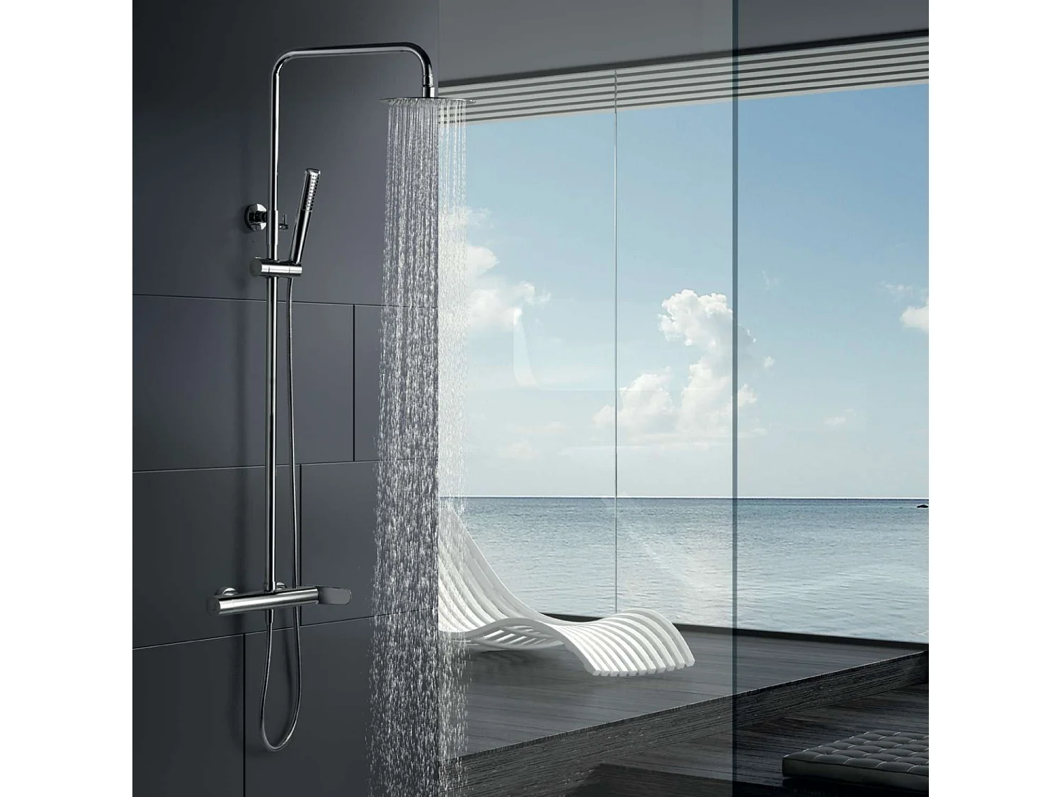 Colonne de Douche chromé anti-calcaire - Design Moderne et Économie d'eau - Kit Complet DINAMARCA IMEX