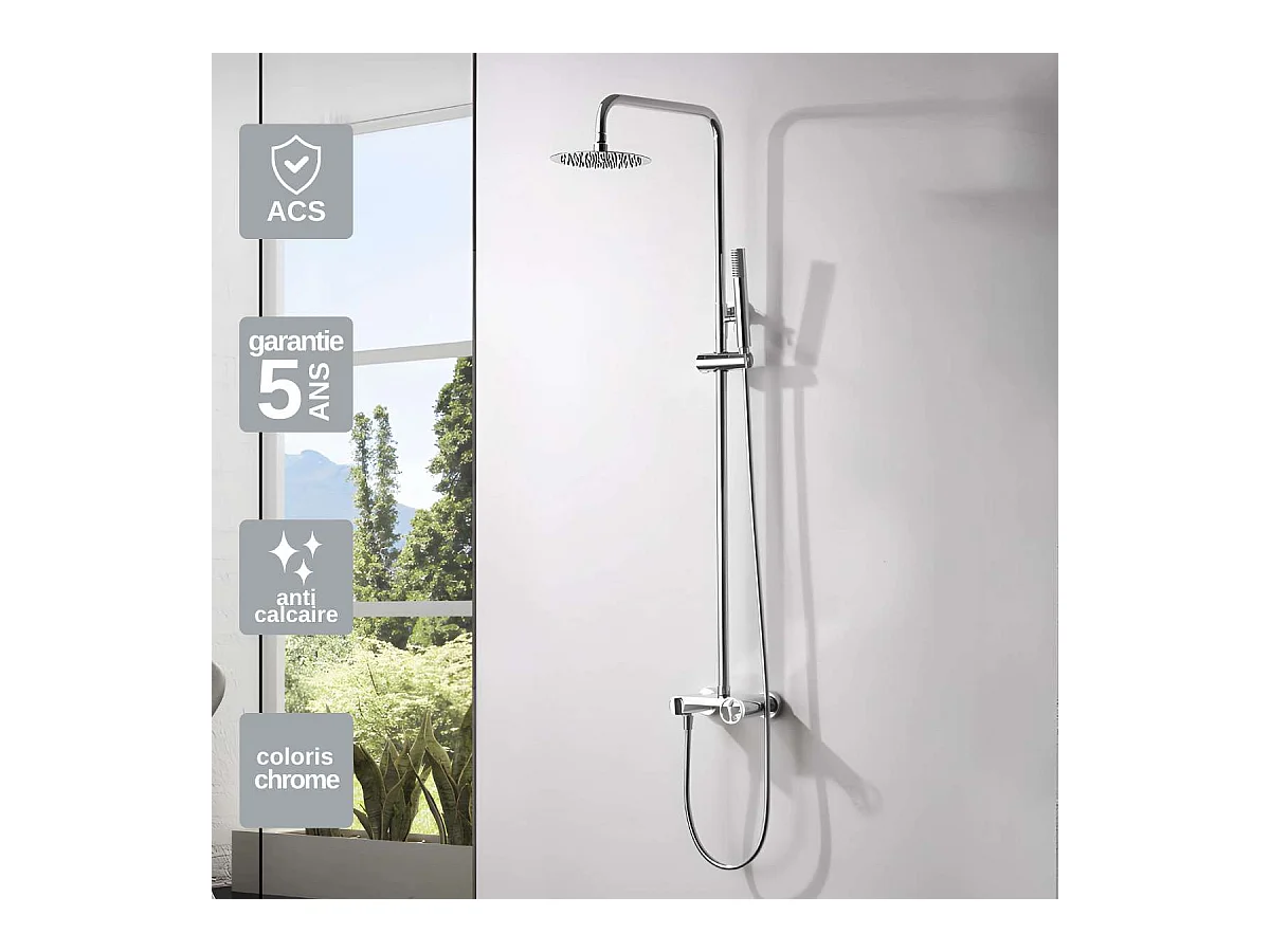 Colonne de Douche chromé anti-calcaire - Design Moderne et Économie d'eau - Kit Complet OLIMPO IMEX