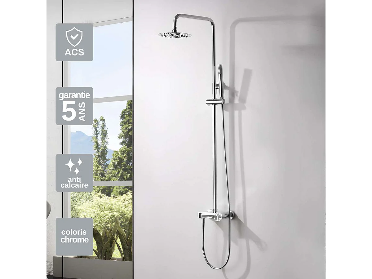 Colonne de Douche chromé anti-calcaire - Design Moderne et Économie d'eau - Kit Complet OLIMPO IMEX