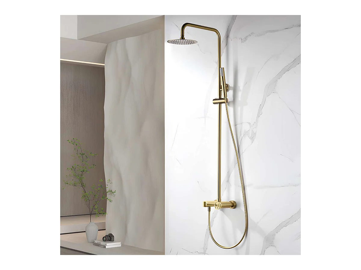 Colonne de Douche or brossé anti-calcaire - Design Moderne et Économie d'eau - Kit Complet OLIMPO IMEX