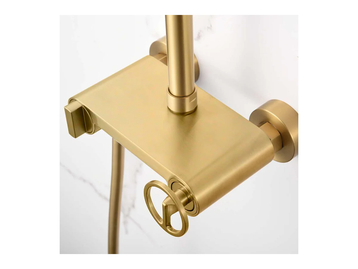 Colonne de Douche or brossé anti-calcaire - Design Moderne et Économie d'eau - Kit Complet OLIMPO IMEX