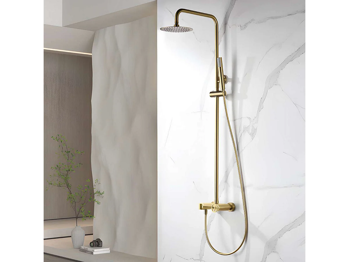 Colonne de Douche or brossé anti-calcaire - Design Moderne et Économie d'eau - Kit Complet OLIMPO IMEX