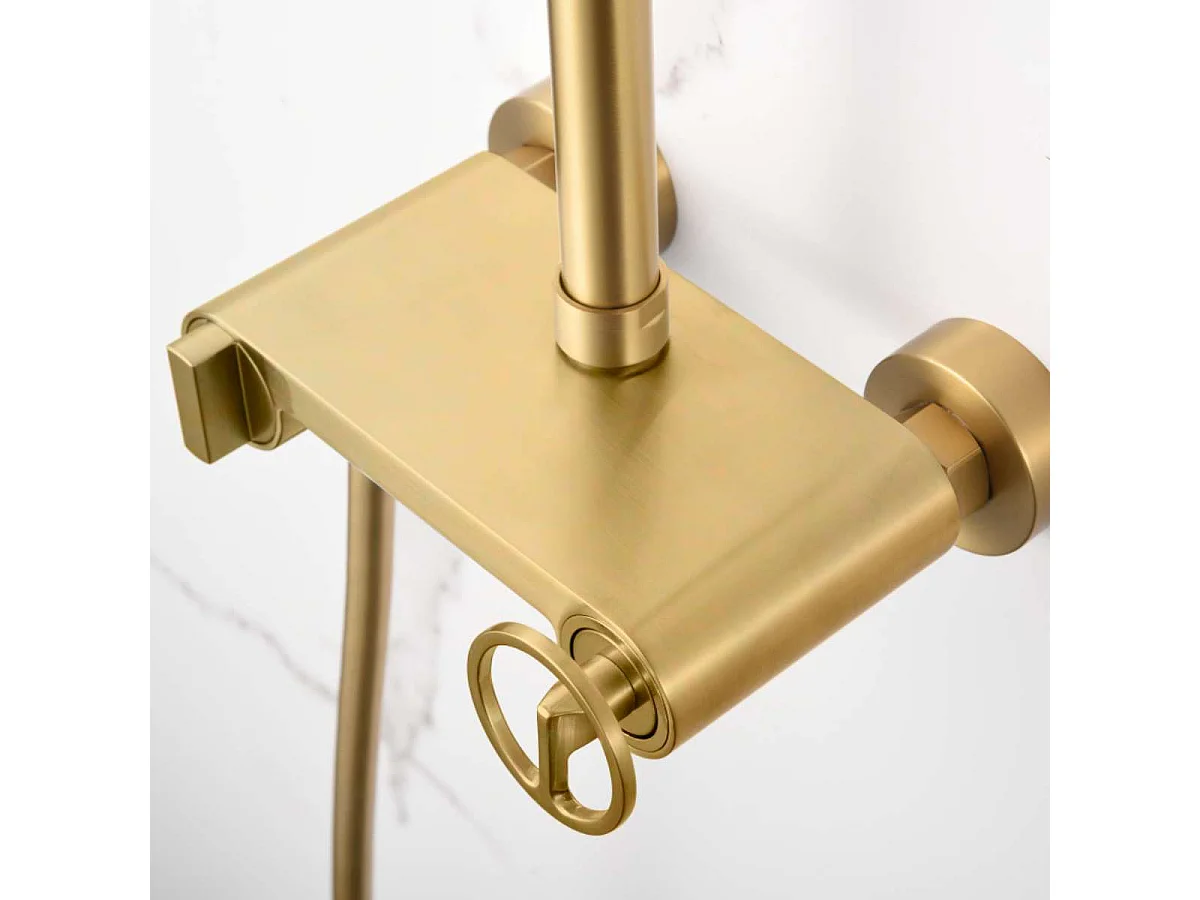 Colonne de Douche or brossé anti-calcaire - Design Moderne et Économie d'eau - Kit Complet OLIMPO IMEX