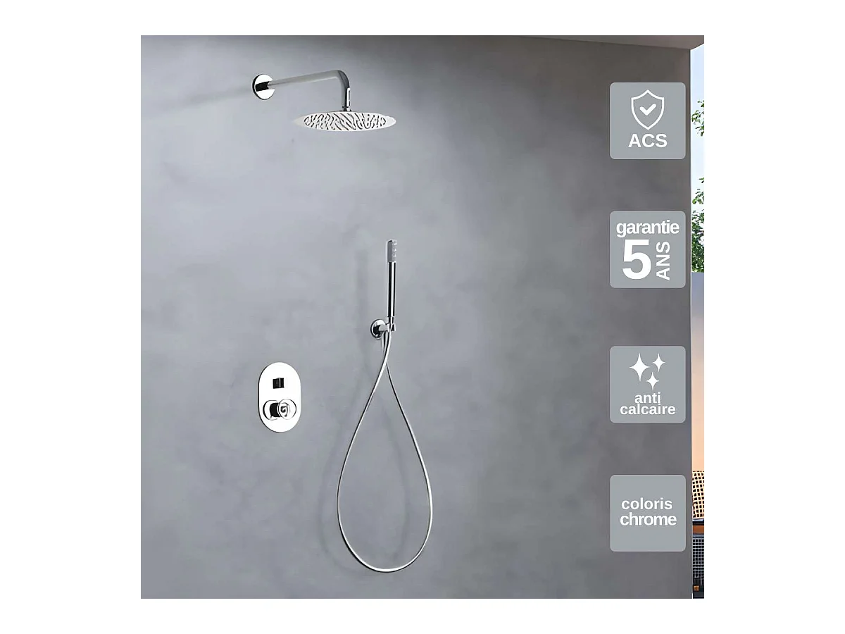 Colonne de Douche Encastrée chromé anti-calcaire - Design Moderne et Économie d'eau - Kit Complet OLIMPO IMEX