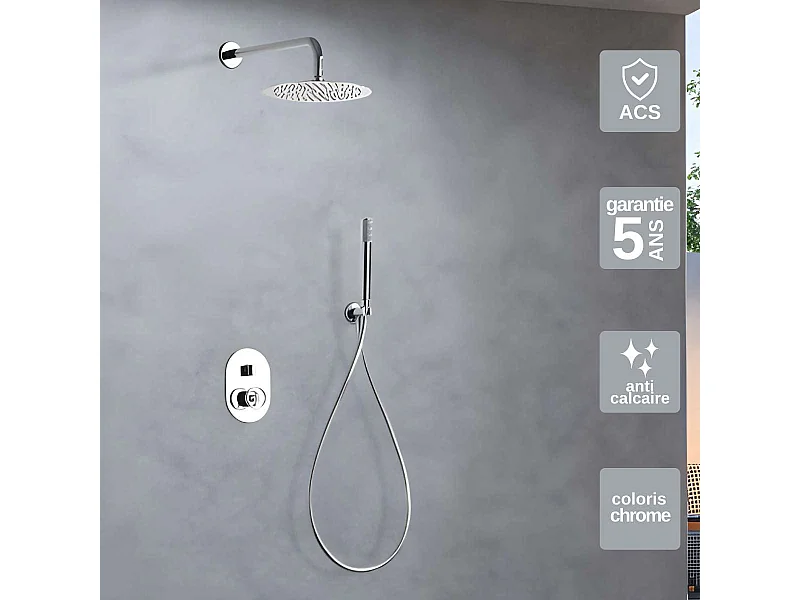 Colonne de Douche Encastrée chromé anti-calcaire - Design Moderne et Économie d'eau - Kit Complet OLIMPO IMEX