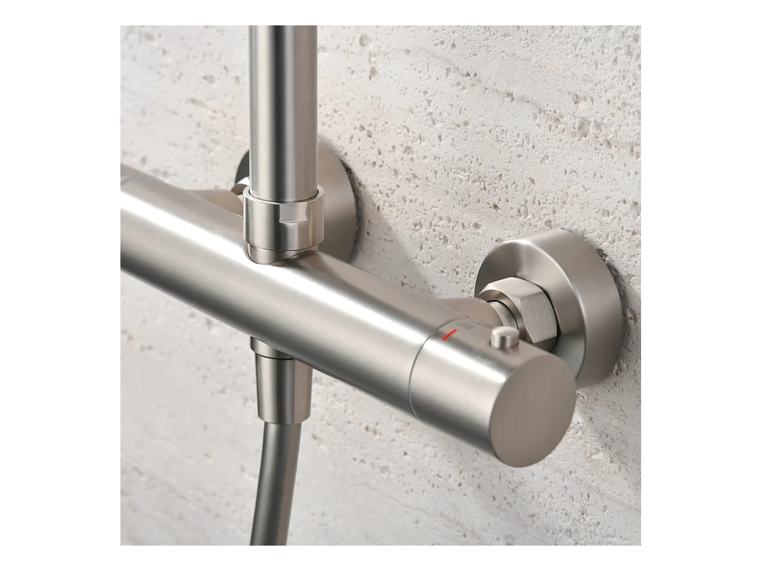 Colonne de Douche avec Mitigeur Thermostatique niquel brossé anti-calcaire - Design Moderne - MONZA IMEX