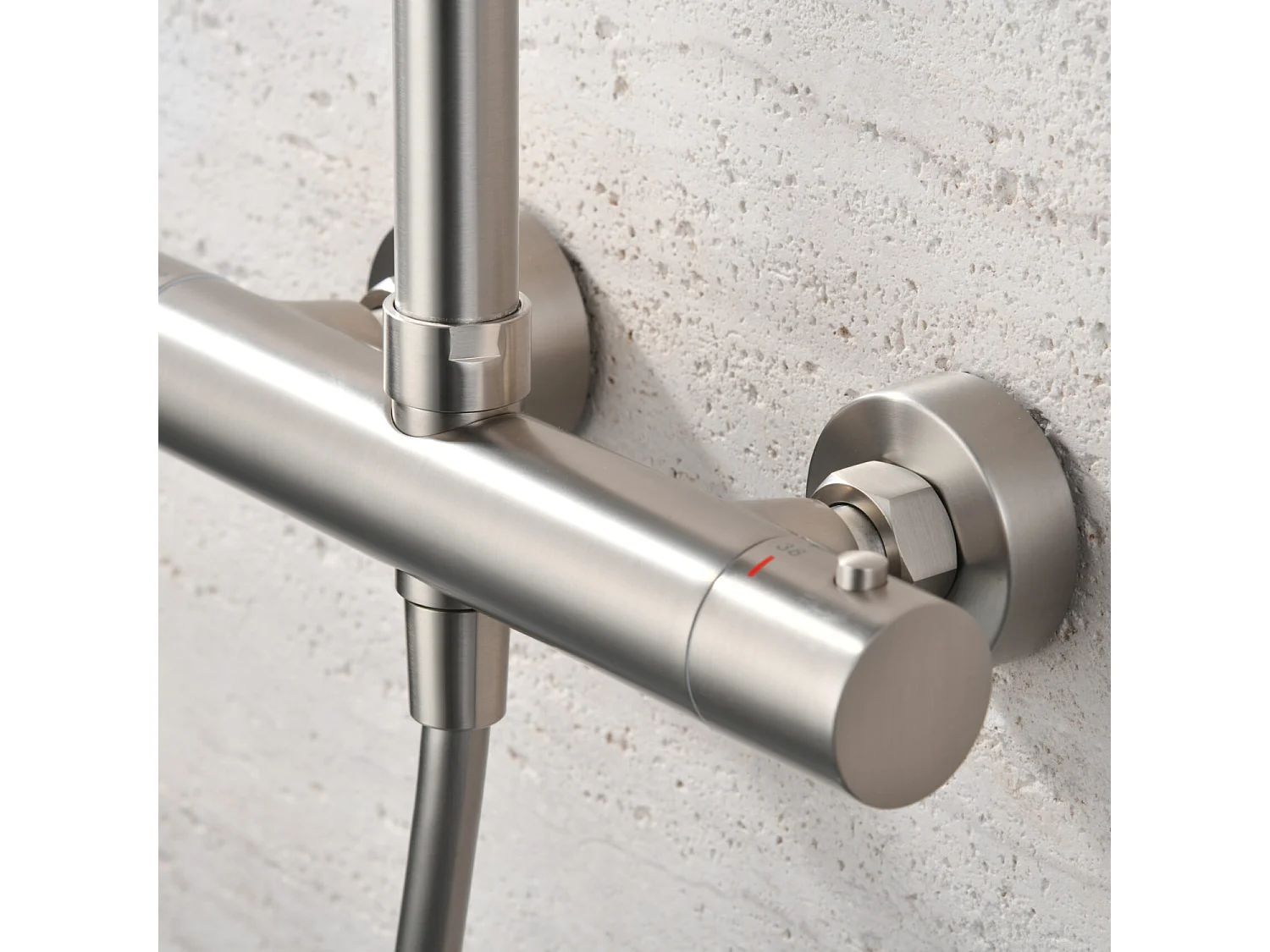 Colonne de Douche avec Mitigeur Thermostatique niquel brossé anti-calcaire - Design Moderne - MONZA IMEX