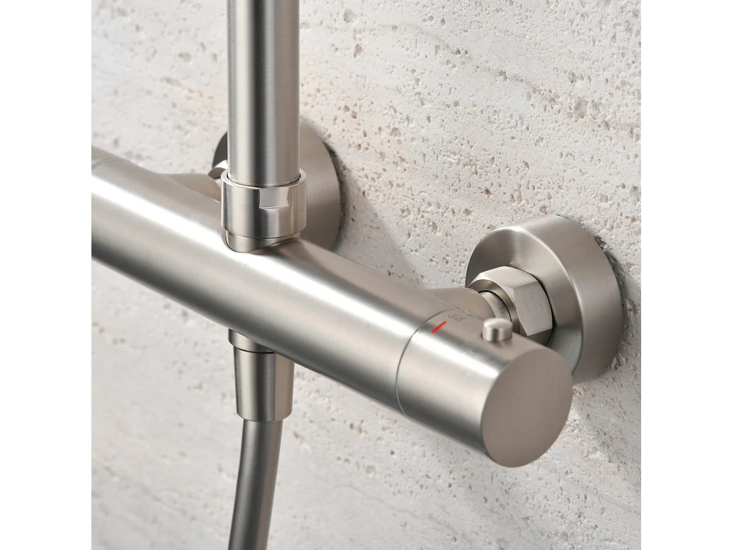 Colonne de Douche avec Mitigeur Thermostatique niquel brossé anti-calcaire - Design Moderne - MONZA IMEX