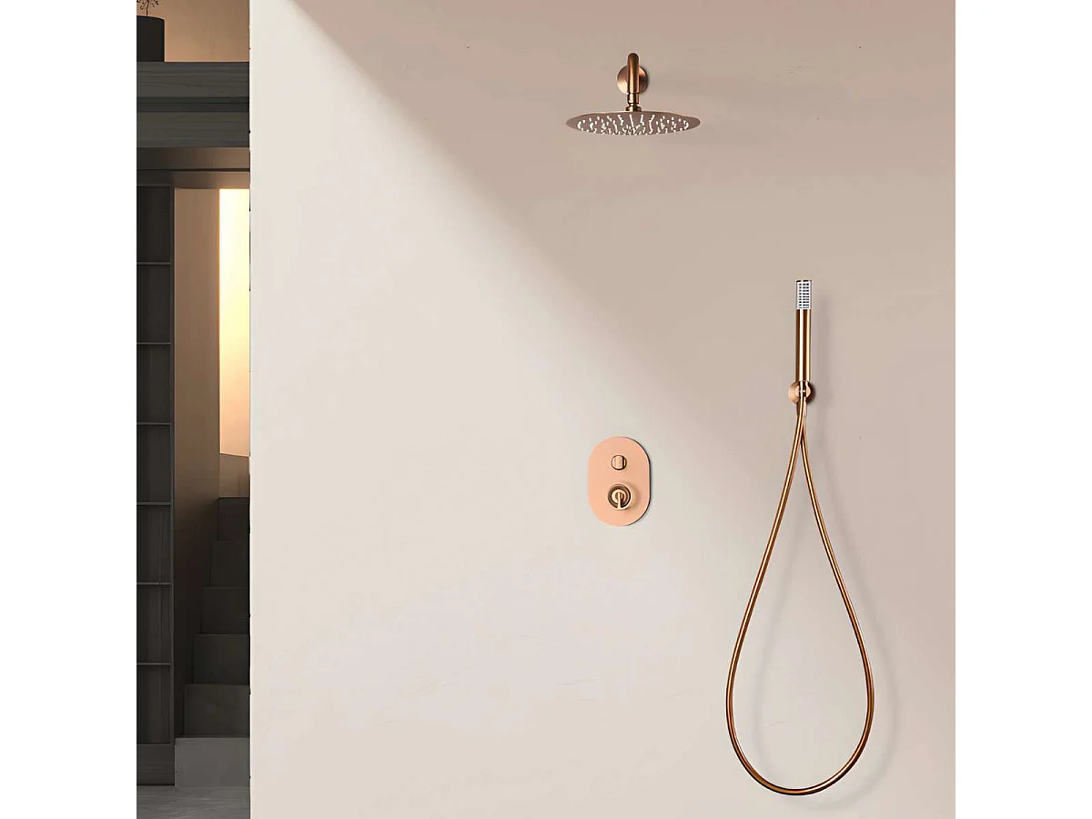 Colonne de Douche Encastrée or rose cuivré anti-calcaire - Design Moderne et Économie d'eau - Kit Complet OLIMPO IMEX