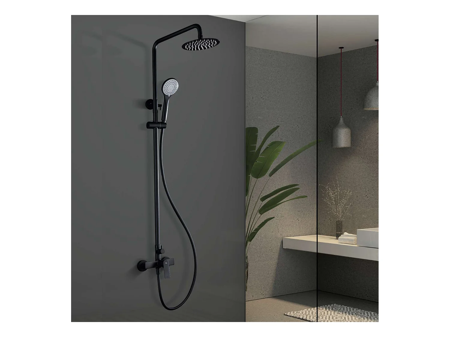 Colonne de Douche noir mat anti-calcaire - Design Moderne et Économie d'eau - Kit Complet LUXOR IMEX