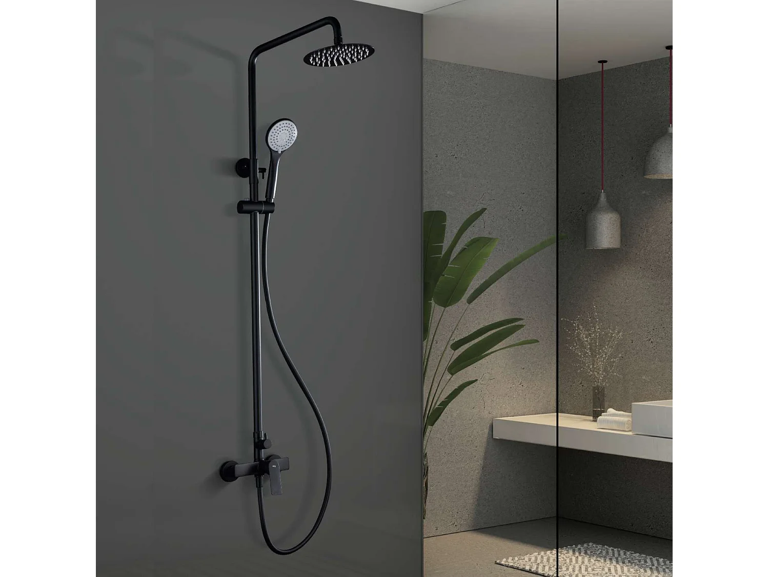 Colonne de Douche noir mat anti-calcaire - Design Moderne et Économie d'eau - Kit Complet LUXOR IMEX