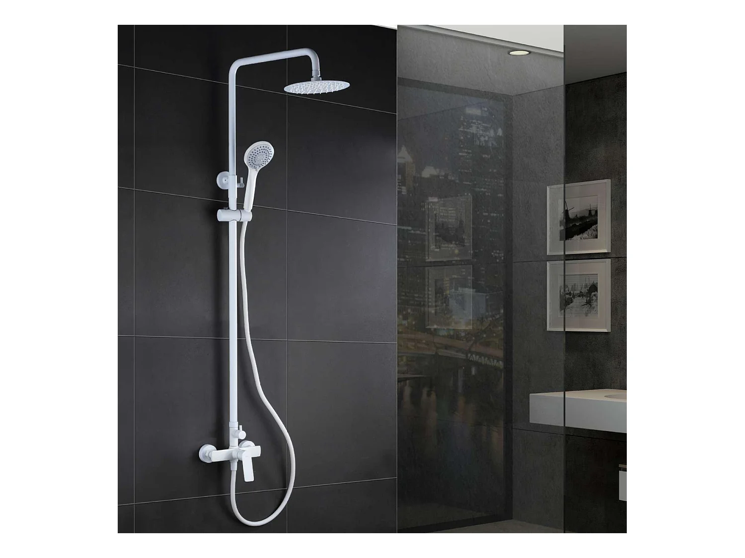 Colonne de Douche blanc mat anti-calcaire - Design Moderne et Économie d'eau - Kit Complet LUXOR IMEX