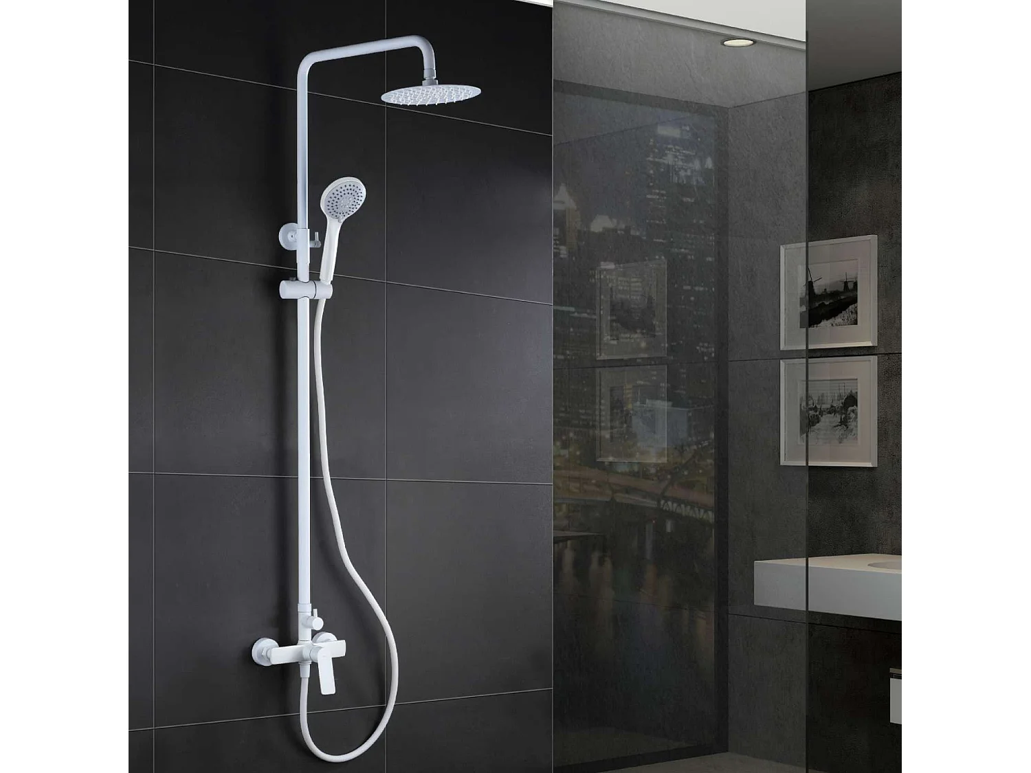 Colonne de Douche blanc mat anti-calcaire - Design Moderne et Économie d'eau - Kit Complet LUXOR IMEX