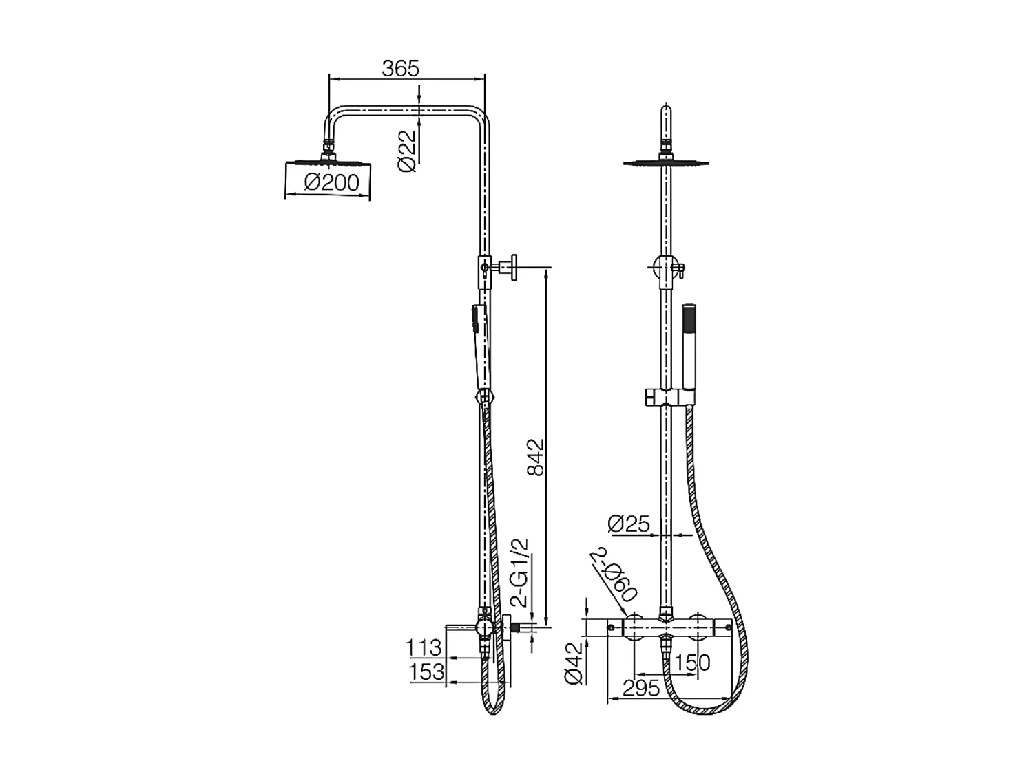 Colonne de Douche Anti-Calcaire Niquel Brossé IMEX MONZA BDM039/NQ