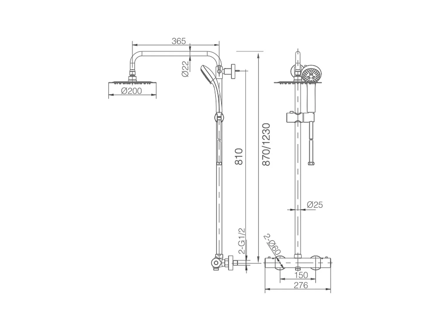 Colonne de Douche avec Mitigeur Thermostatique chromé anti-calcaire - Design Moderne - LONDRES IMEX