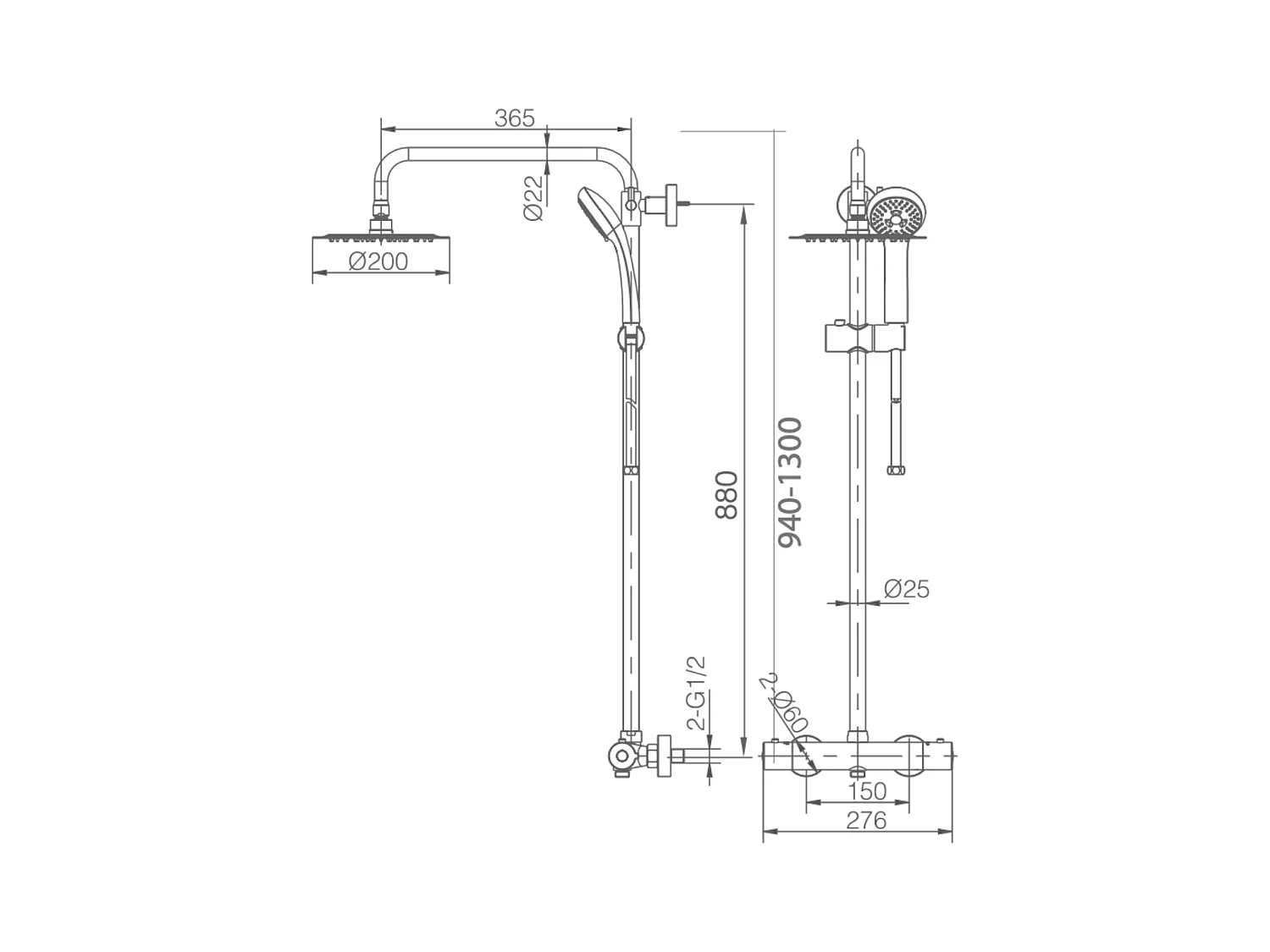 Colonne de Douche avec Mitigeur Thermostatique chromé anti-calcaire - Design Moderne - LONDRES IMEX