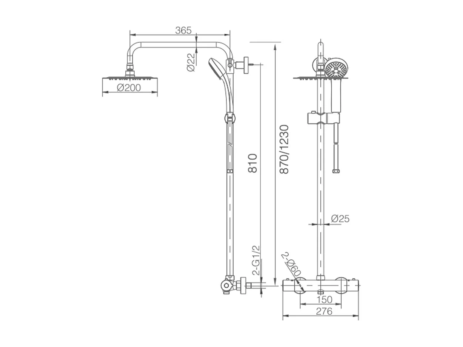 Colonne de Douche avec Mitigeur Thermostatique chromé anti-calcaire - Design Moderne - LONDRES IMEX
