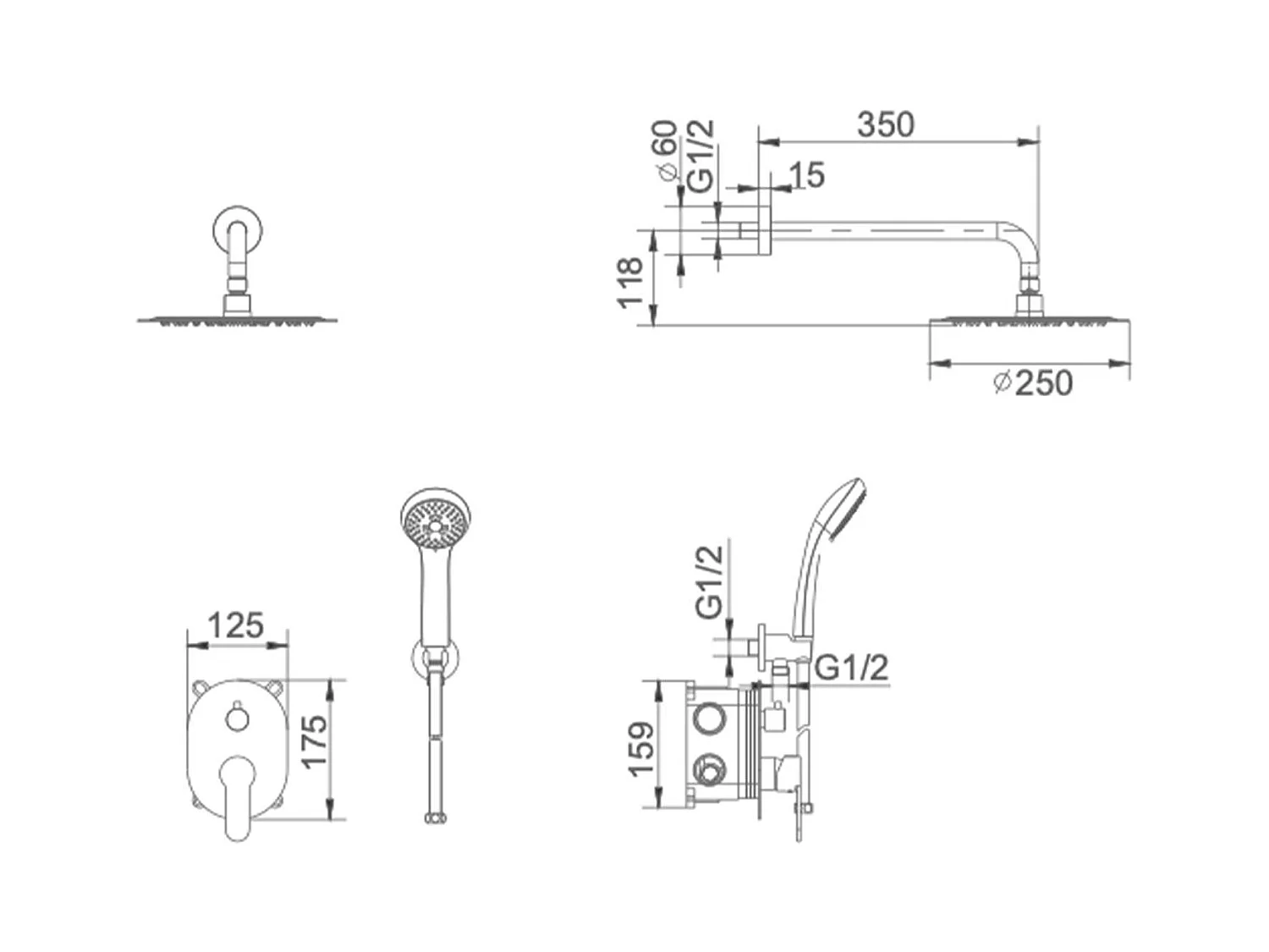 Colonne de Douche Encastrée Anti-Calcaire Chrome OSLO GPE005