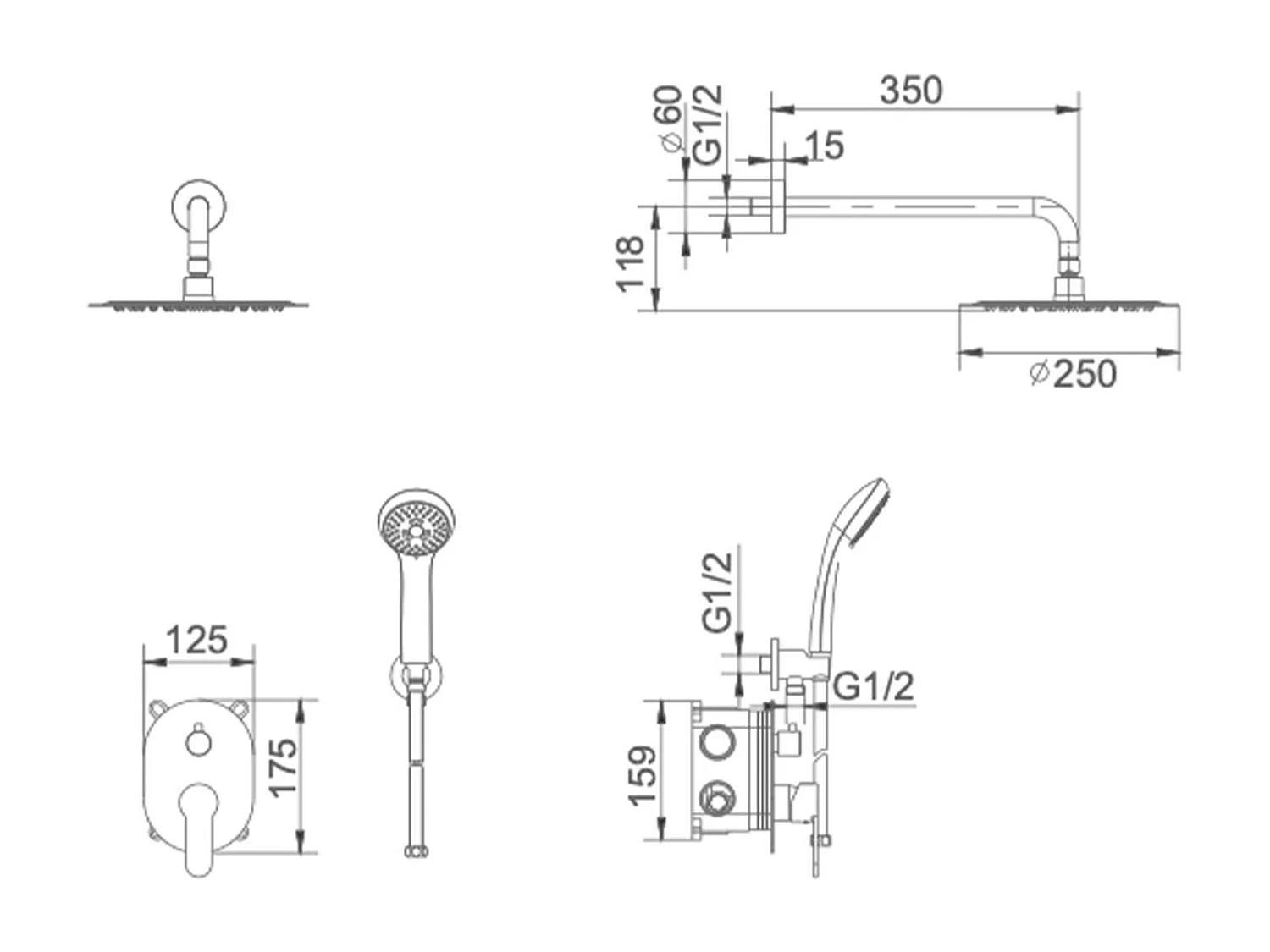 Colonne de Douche Encastrée Anti-Calcaire Chrome OSLO GPE005