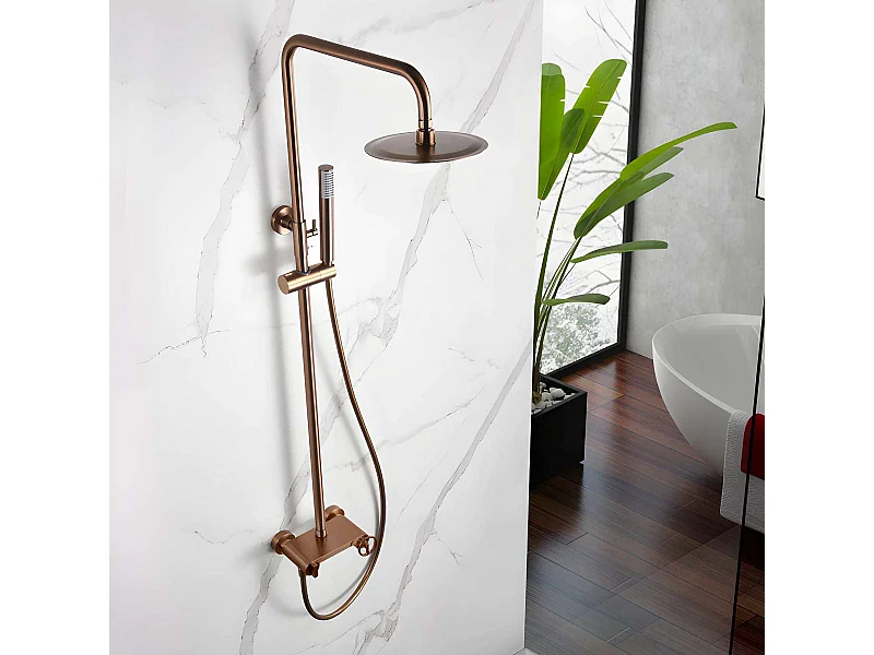 Colonne de Douche Or Rose anti-calcaire - Design Moderne et Économie d'eau - Kit Complet OLIMPO IMEX