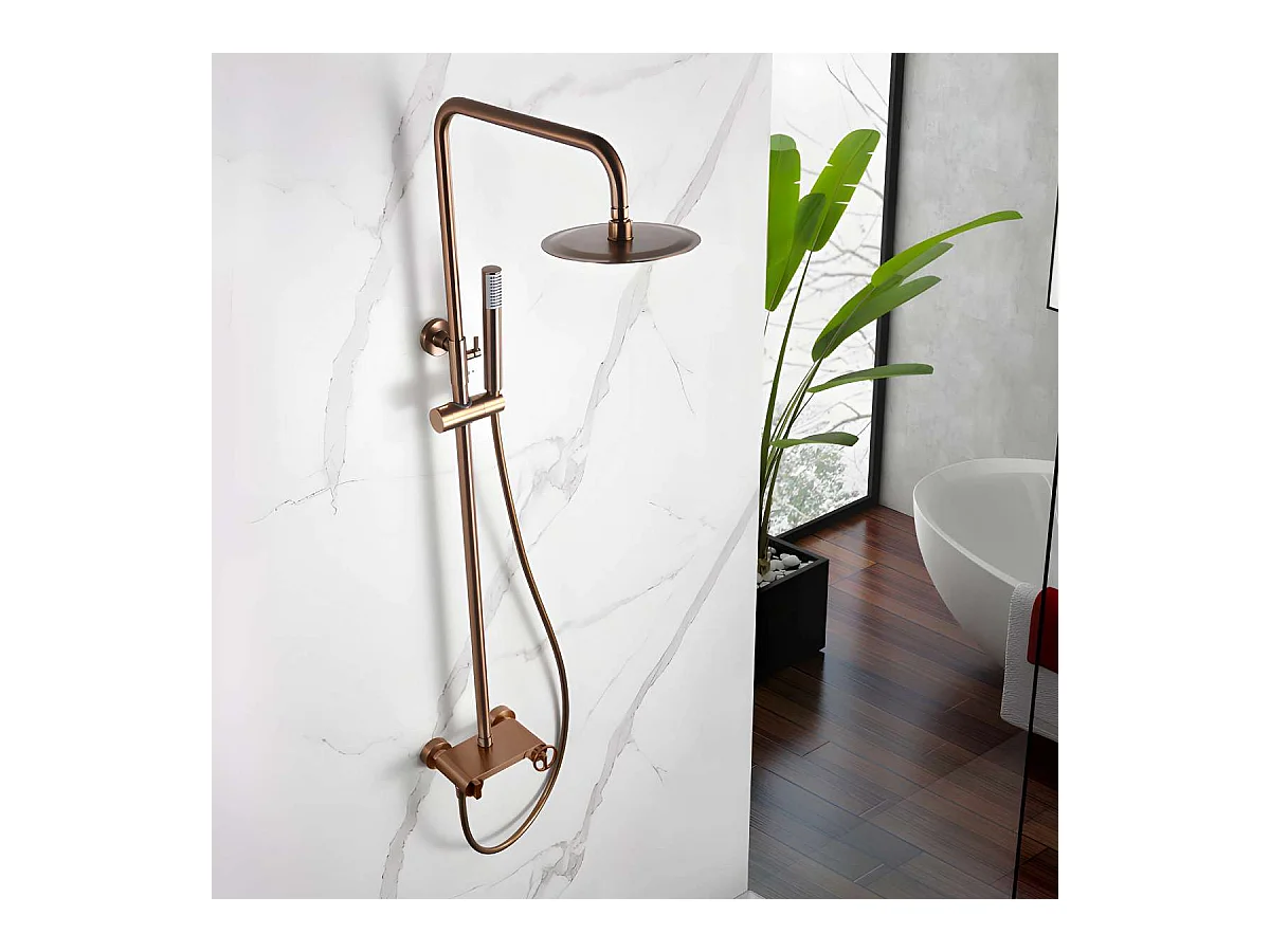 Colonne de Douche Or Rose anti-calcaire - Design Moderne et Économie d'eau - Kit Complet OLIMPO IMEX