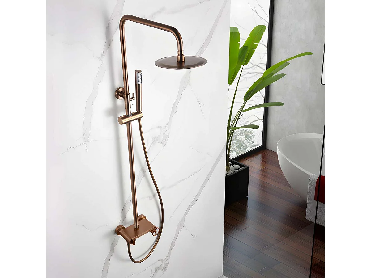 Colonne de Douche Or Rose anti-calcaire - Design Moderne et Économie d'eau - Kit Complet OLIMPO IMEX