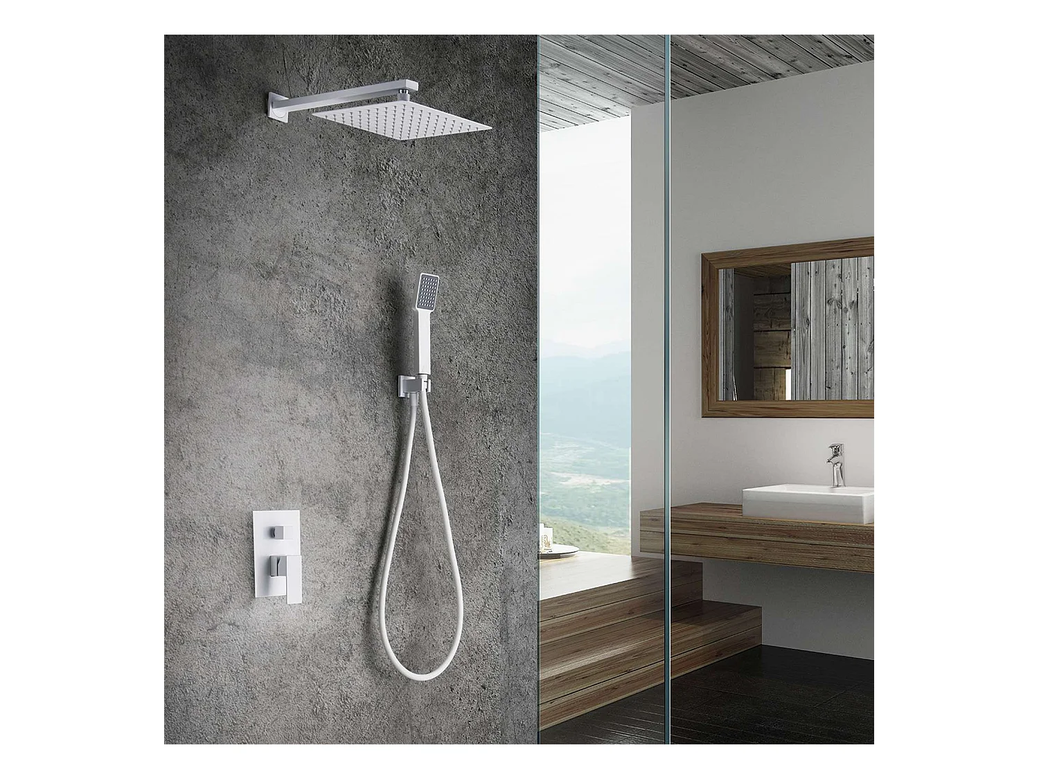 Colonne de Douche Encastrée blanc mat anti-calcaire - Design Moderne et Économie d'eau - Kit Complet DUBLIN IMEX
