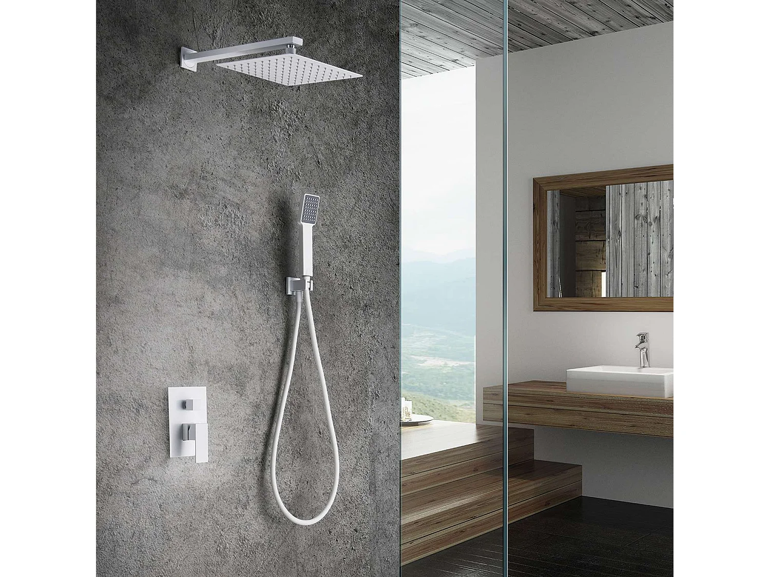 Colonne de Douche Encastrée blanc mat anti-calcaire - Design Moderne et Économie d'eau - Kit Complet DUBLIN IMEX