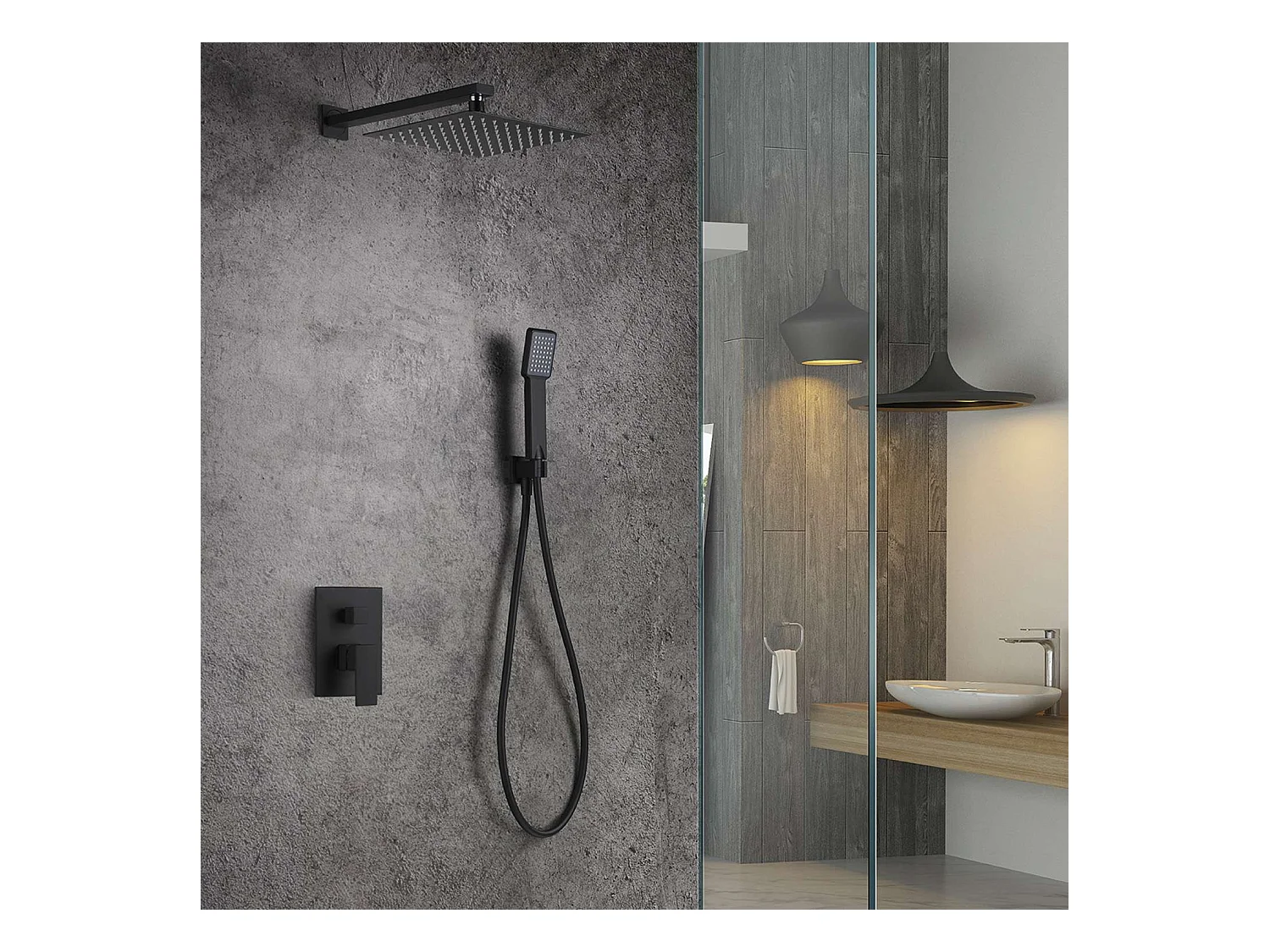 Colonne de Douche Encastrée noir mat anti-calcaire - Design Moderne et Économie d'eau - Kit Complet DUBLIN IMEX