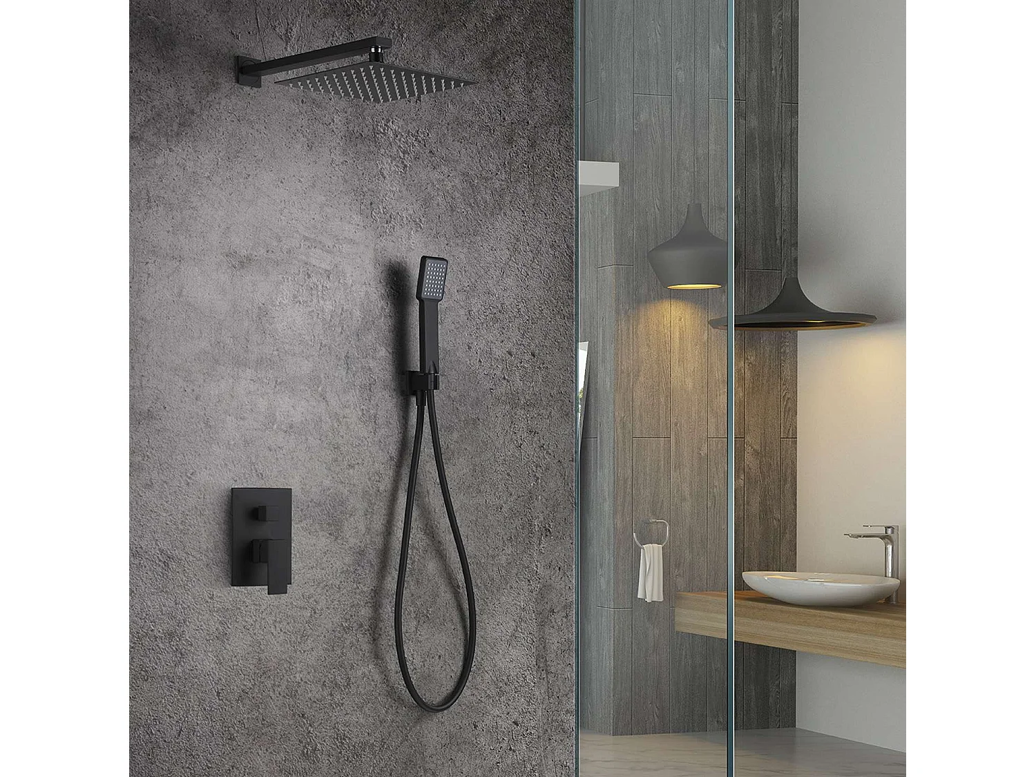 Colonne de Douche Encastrée noir mat anti-calcaire - Design Moderne et Économie d'eau - Kit Complet DUBLIN IMEX
