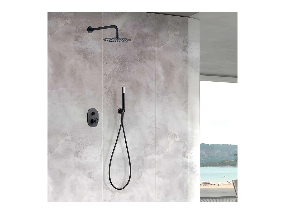 Colonne de Douche Encastrée noir mat anti-calcaire - Design Moderne et Économie d'eau - Kit Complet OLIMPO IMEX