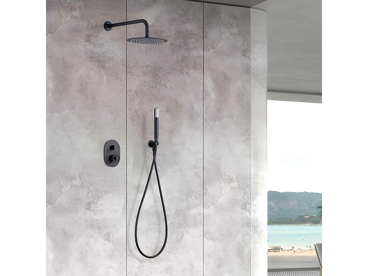 Colonne de Douche Encastrée noir mat anti-calcaire - Design Moderne et Économie d'eau - Kit Complet OLIMPO IMEX