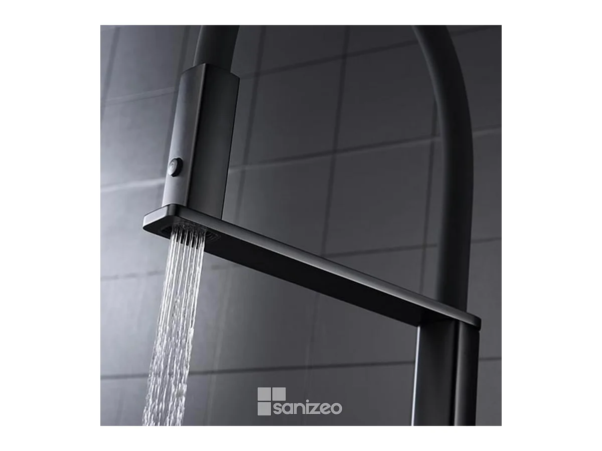 Mitigeur Évier Cuisine avec douchette extractible noir mat - Design moderne – MENORCA IMEX