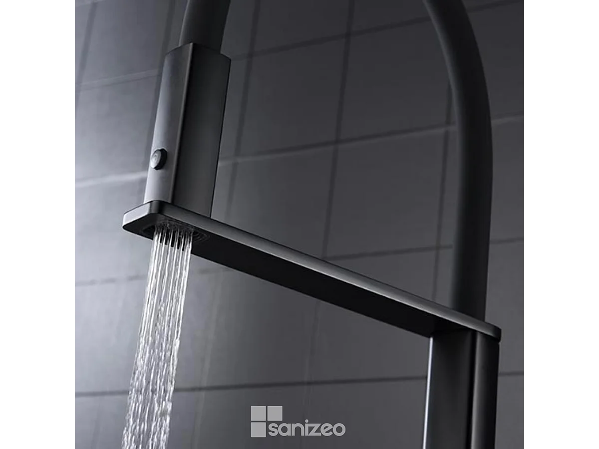 Mitigeur Évier Cuisine avec douchette extractible noir mat - Design moderne – MENORCA IMEX