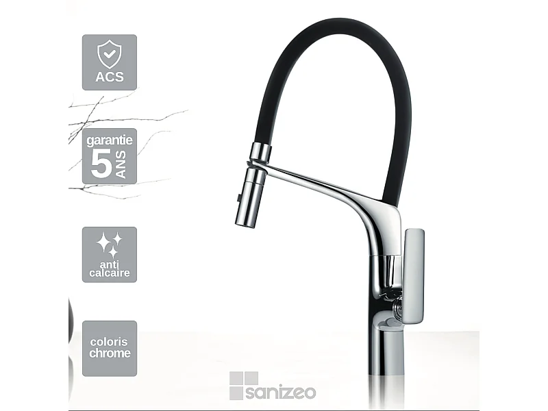 Mitigeur Évier Cuisine avec douchette extractible chromé - Design moderne – LANZAROTTE IMEX