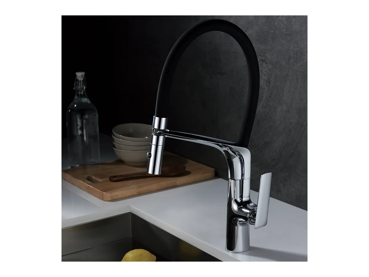 Mitigeur Évier Cuisine avec douchette extractible chromé - Design moderne – LANZAROTTE IMEX