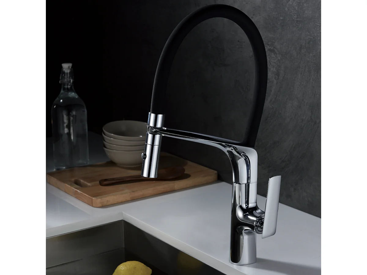 Mitigeur Évier Cuisine avec douchette extractible chromé - Design moderne – LANZAROTTE IMEX