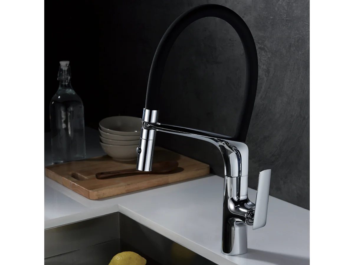 Mitigeur Évier Cuisine avec douchette extractible chromé - Design moderne – LANZAROTTE IMEX