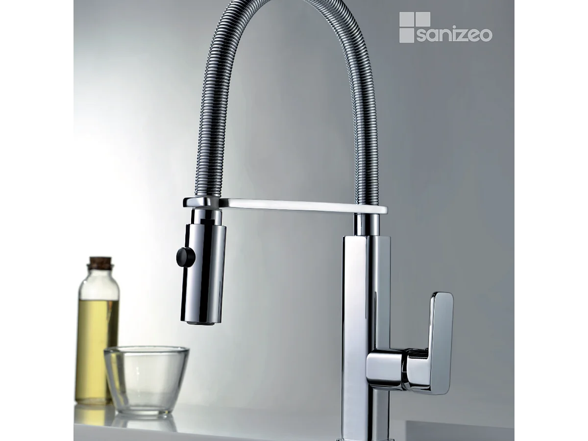 Mitigeur Évier Cuisine avec douchette extractible chromé - Design moderne – TOULOUSE IMEX