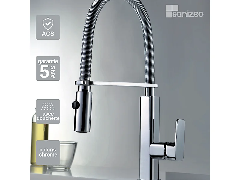 Mitigeur Évier Cuisine avec douchette extractible chromé - Design moderne – TOULOUSE IMEX