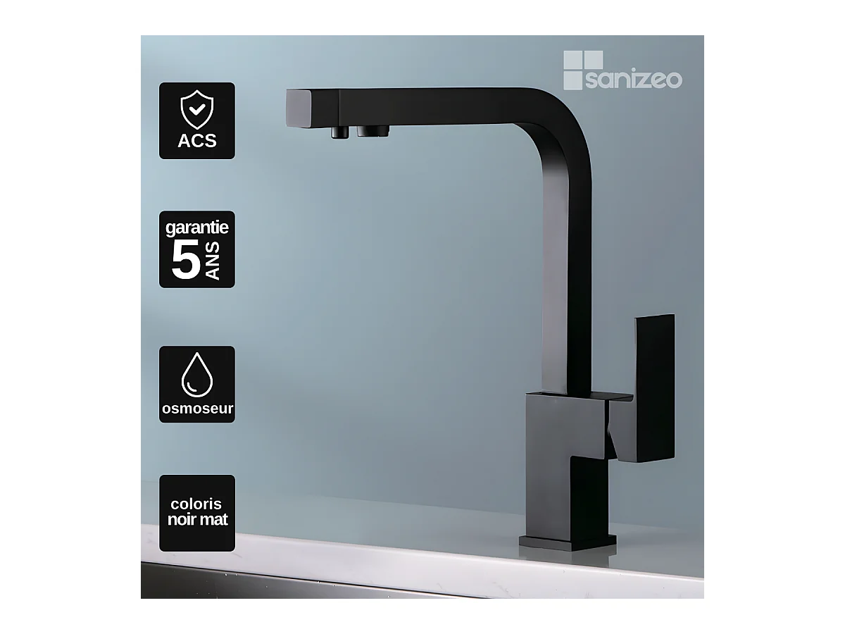 Mitigeur Évier Cuisine Osmoseur noir mat - Design moderne – CAPRI IMEX