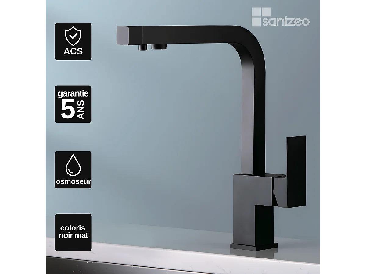Mitigeur Évier Cuisine Osmoseur noir mat - Design moderne – CAPRI IMEX