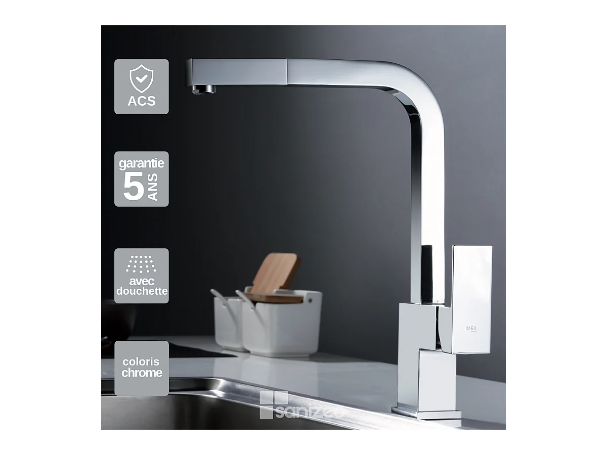 Mitigeur Évier Cuisine avec douchette extractible chromé - Design moderne – CONSTANZA IMEX