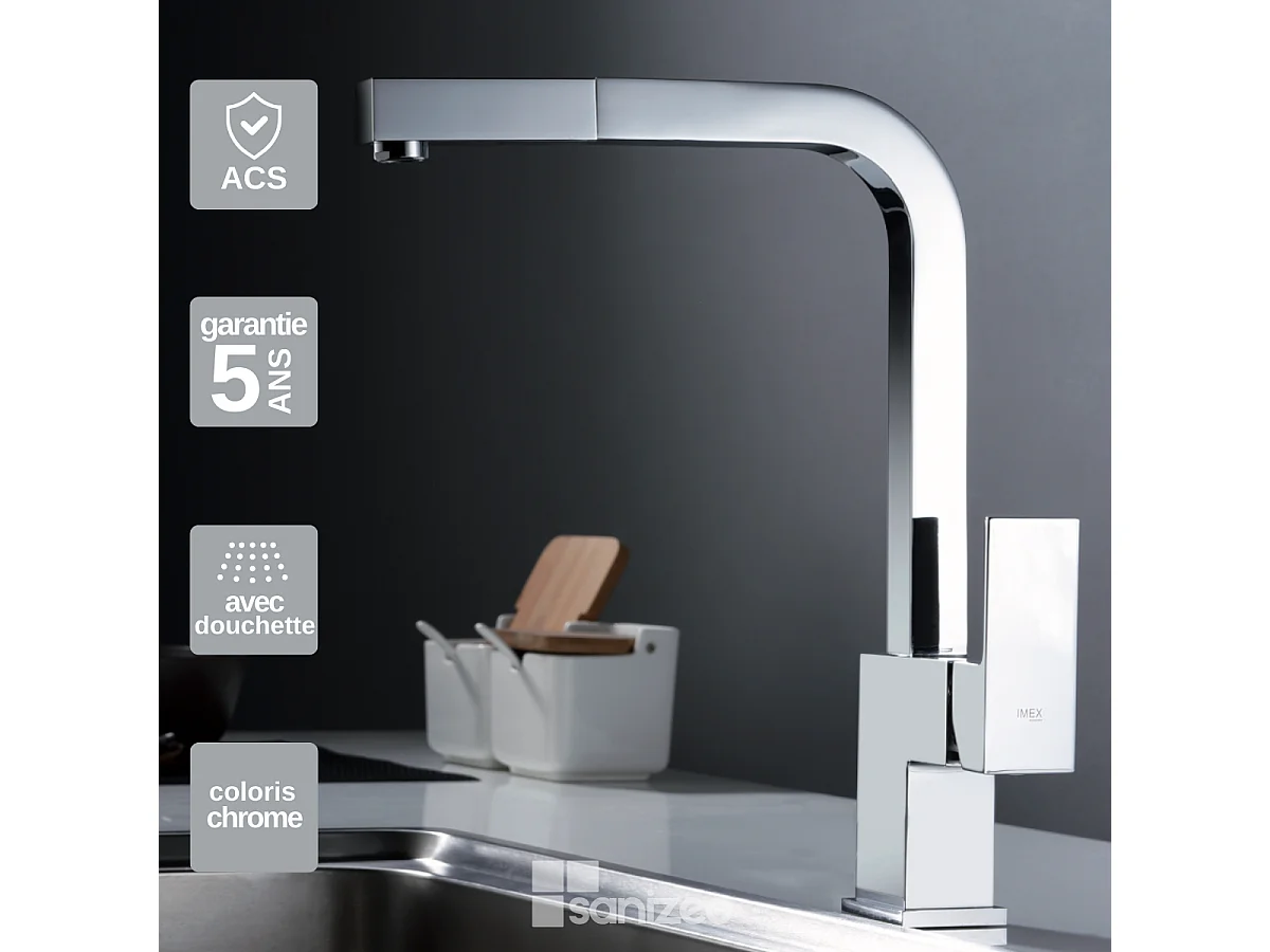 Mitigeur Évier Cuisine avec douchette extractible chromé - Design moderne – CONSTANZA IMEX
