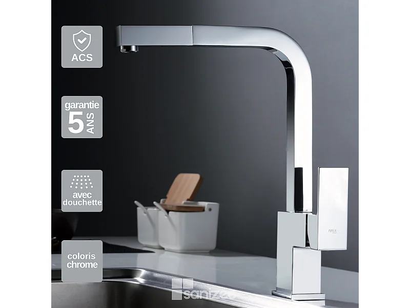 Mitigeur Évier Cuisine avec douchette extractible chromé - Design moderne – CONSTANZA IMEX