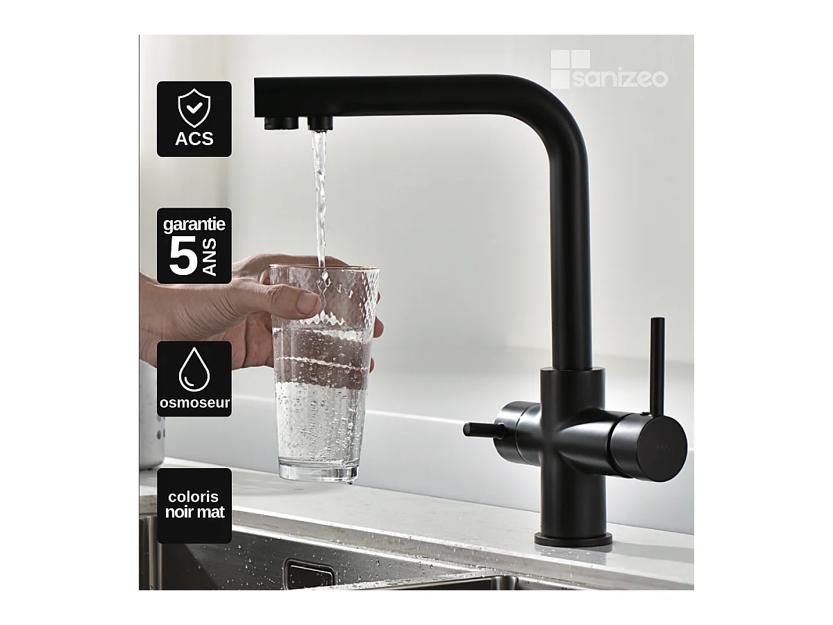 Mitigeur Évier Cuisine Osmoseur noir mat - Design moderne – MARSELA IMEX