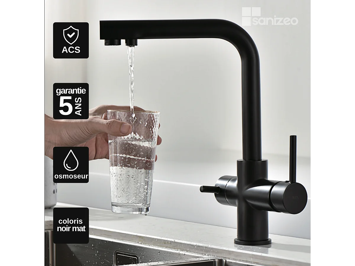 Mitigeur Évier Cuisine Osmoseur noir mat - Design moderne – MARSELA IMEX