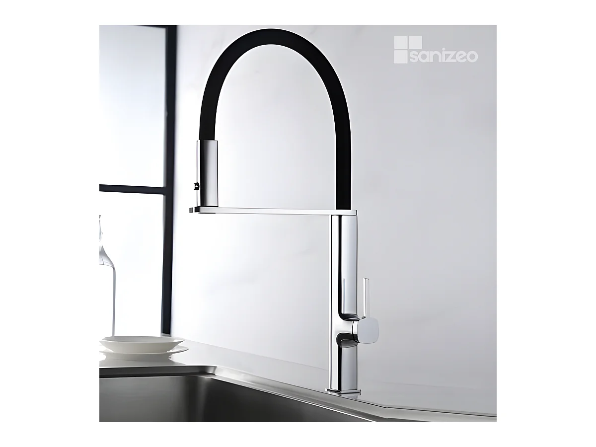 Mitigeur Évier Cuisine avec douchette extractible chromé - Design moderne – MENORCA IMEX