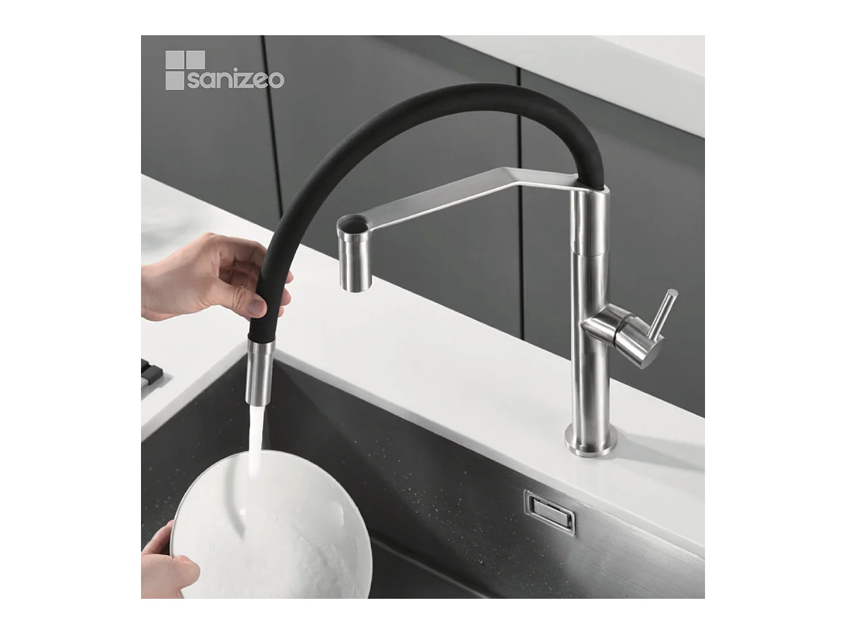 Mitigeur Évier Cuisine avec douchette extractible acier inoxydable - Design moderne – DEVA IMEX